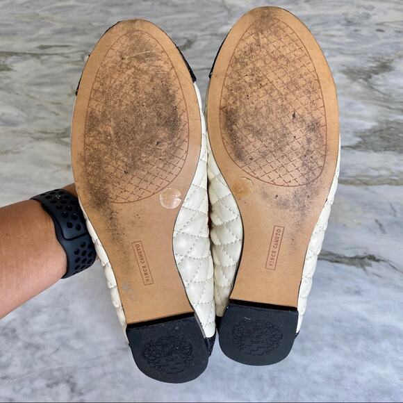 VINCE CAMUTO Quilted Leather Glitter Cap Toe Ballet Flats Size 6 - Picture 4 of 4